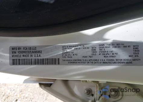 2020 Ram 1500 Tradesman Quad Cab 4X2 6'4 Box from USA, damaged, VIN 1C6SRECG2LN385953